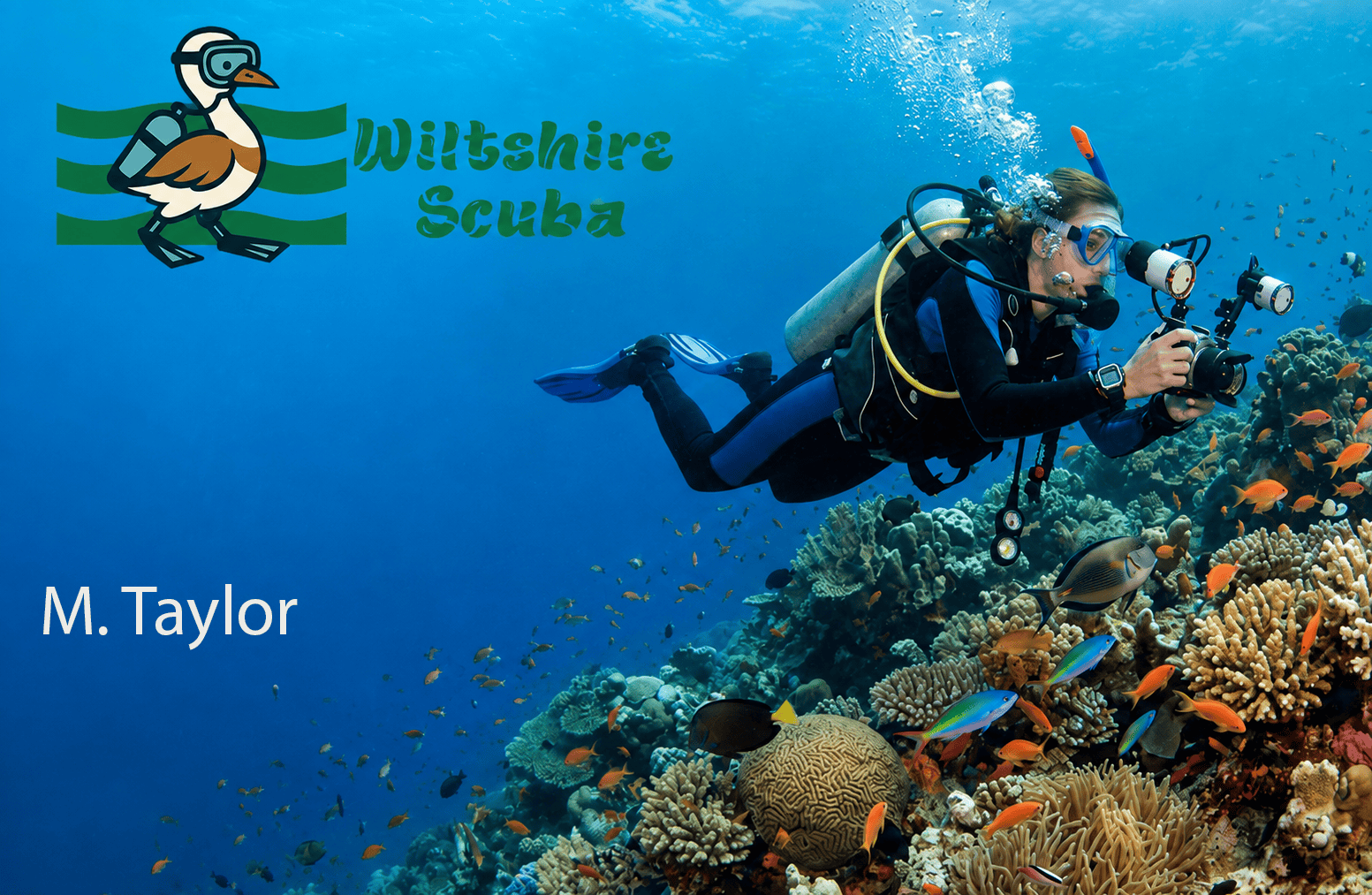 The Wiltshire Scuba Dive Club and Rewards card, personalised with the member's name